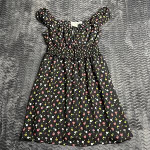 Row A Black‎ Ditsy Floral Puff Sleeve Mini Dress Size Medium NWT
